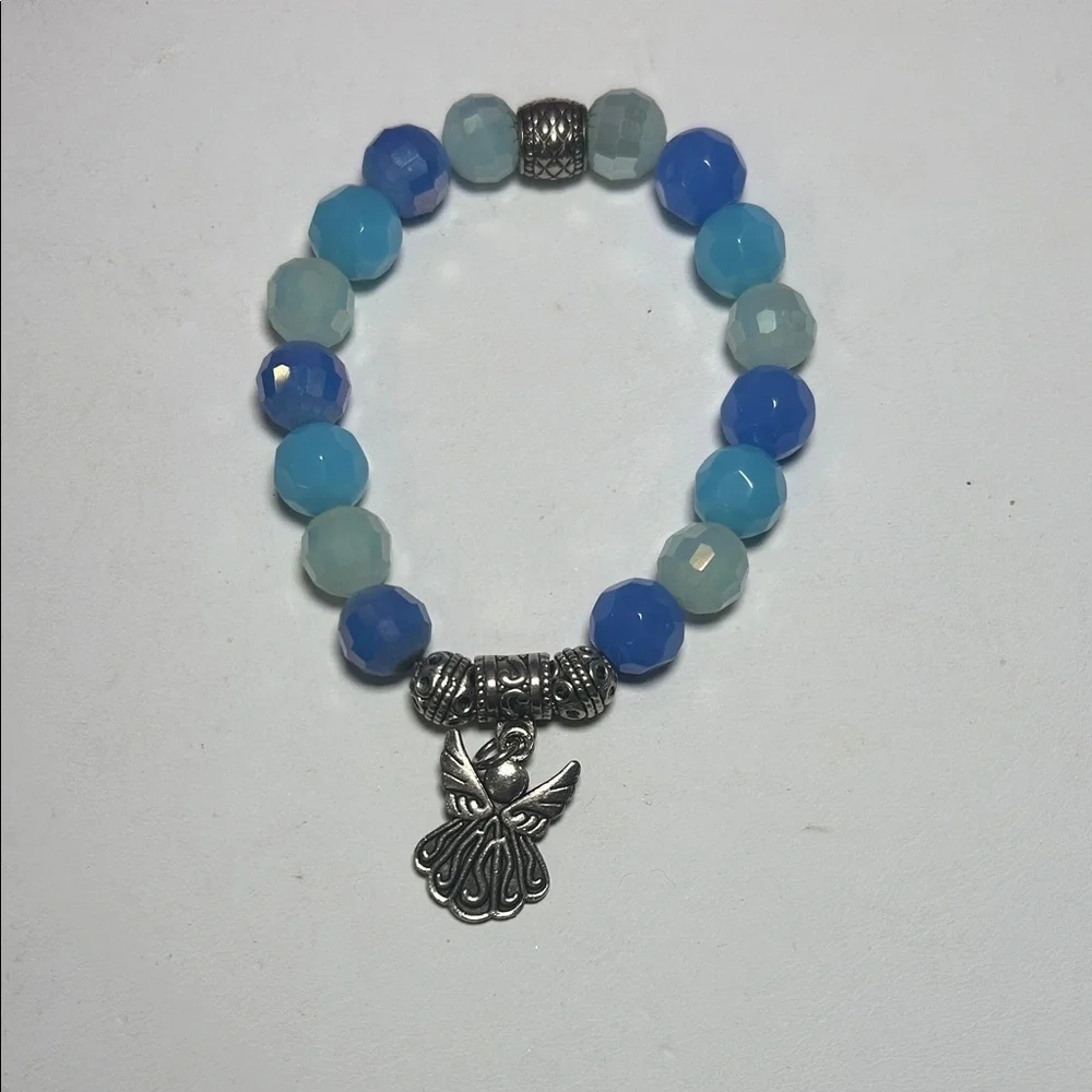 Chic Blues & Silver Angel Charm Bracelet Set